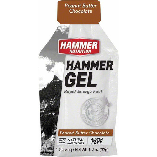 Hammer Nutrition Hammer Gel: Peanut Butter Chocolate, 24 Single Serving Packets