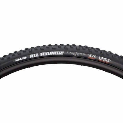Maxxis All Terrane Bike Tire: 700 x 33c, Folding, 120tpi, Dual Compound, EXO, Tubeless Ready, Black