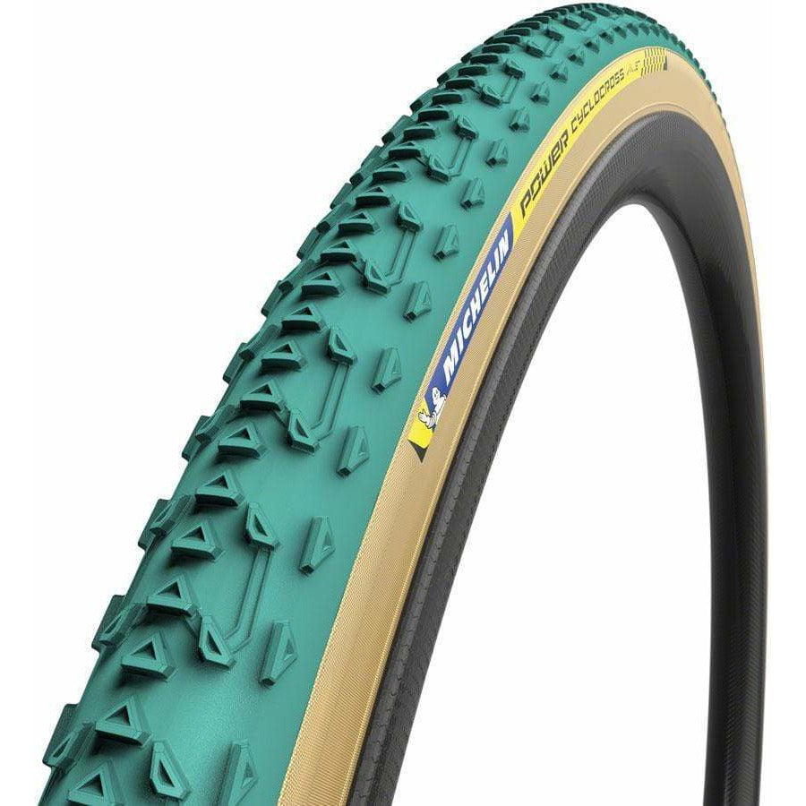 Michelin Power Cyclocross Jet Tire - 700 x 33, Tubular, Folding, Green/Tan - Tires - Bicycle Warehouse