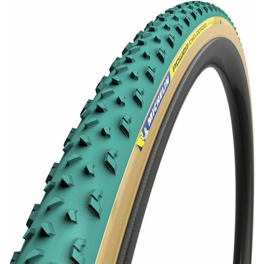 Michelin Power Cyclocross Mud Tire - 700 x 33, Tubular, Folding, Green/Tan - Tires - Bicycle Warehouse