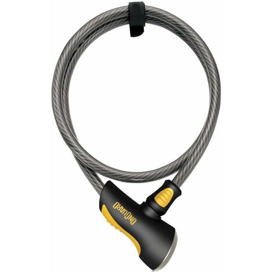OnGuard Akita Non-Coil Bike Cable Lock with Key: 10' x 12mm, Silver/Black/Yellow