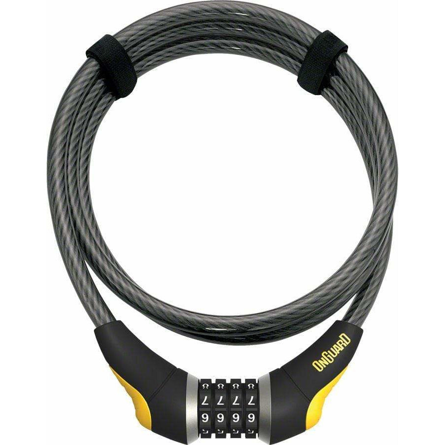 OnGuard Akita Resettable Combo Bike Cable Lock: 6' x 10mm, Gray/Black/Yellow