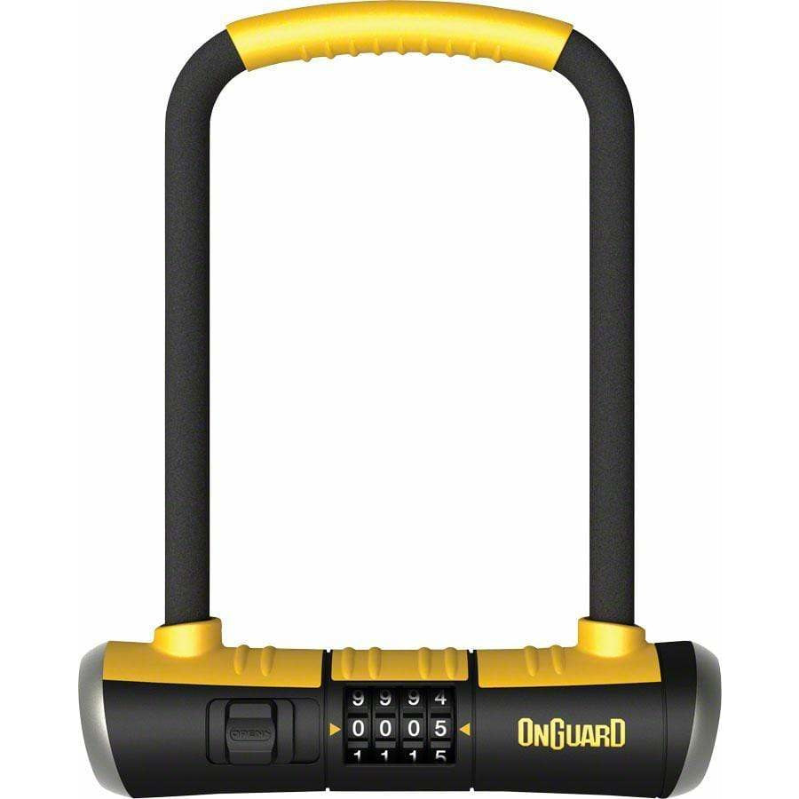 OnGuard BullDog Series U-Lock - 4.5 x 9", Combination, Black/Yellow, Includes bracket