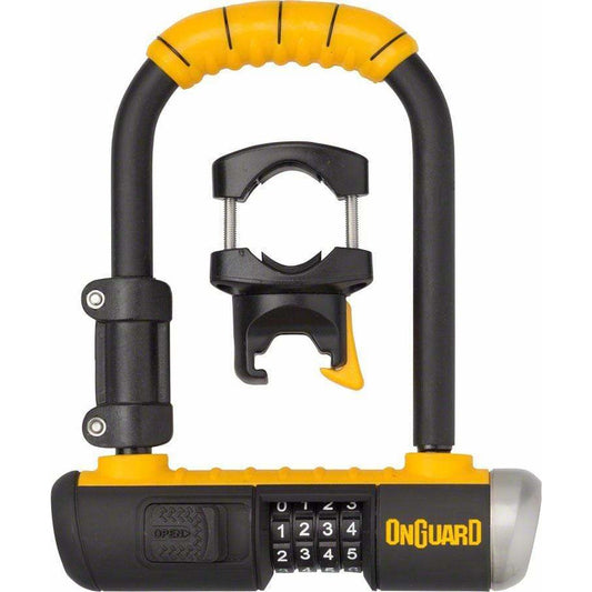 OnGuard Combo Mini U-Lock - 3.5 x 5.5", Combination, Black/Yellow