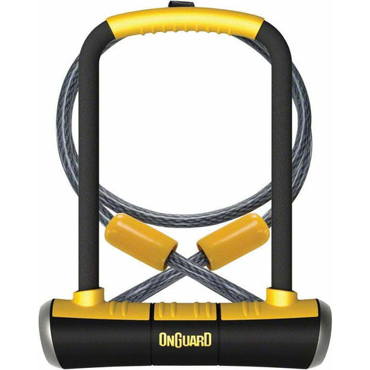 OnGuard PitBull Series Bike U-Lock - 4.5 x 9", Keyed, Black/Yellow, Includes cable and bracket