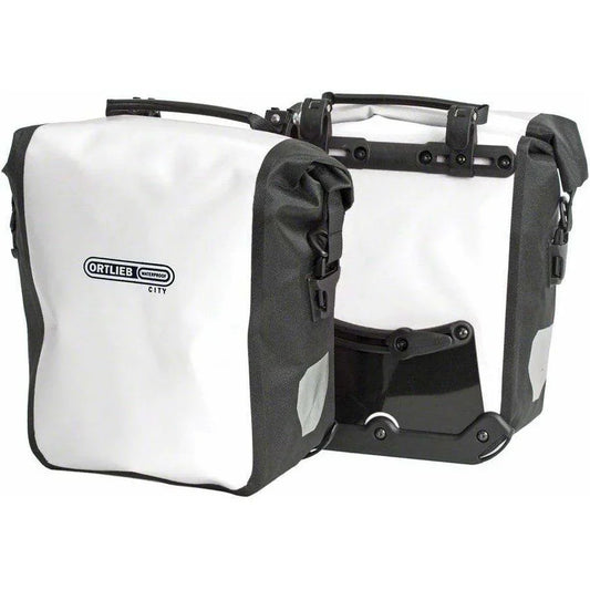Ortlieb Front-Roller City Front Pannier: Pair~ White/Black