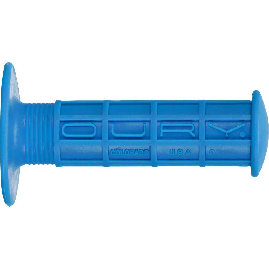 Oury BMX Waffle Bike Handlebar Grips - Blue, Flange