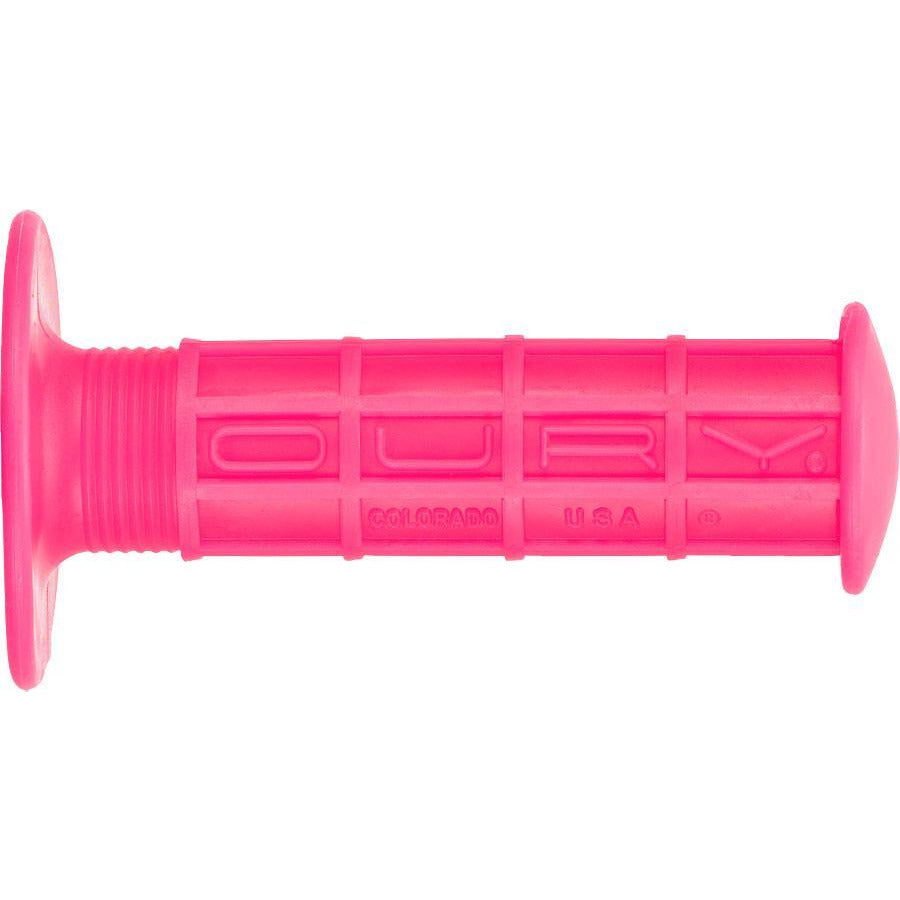 Oury BMX Waffle Bike Handlebar Grips - Neon Pink, Flange