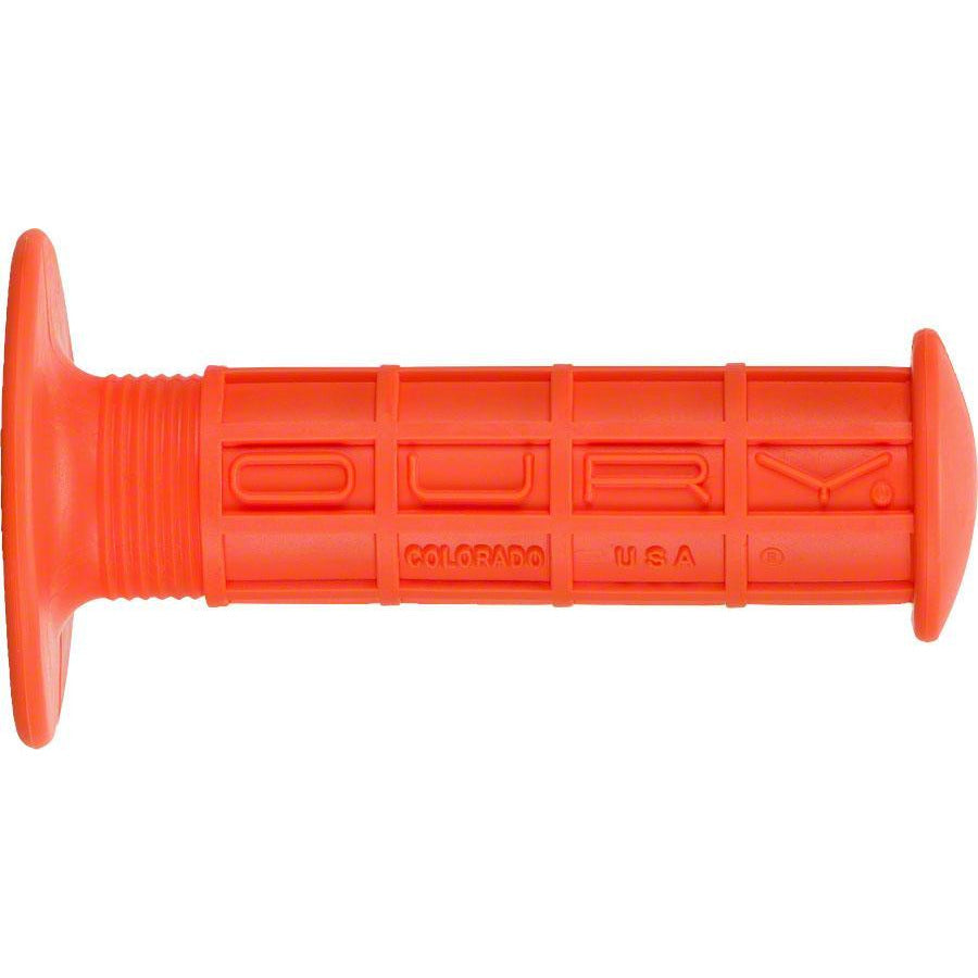 Oury BMX Waffle Bike Handlebar Grips - Orange, Flange