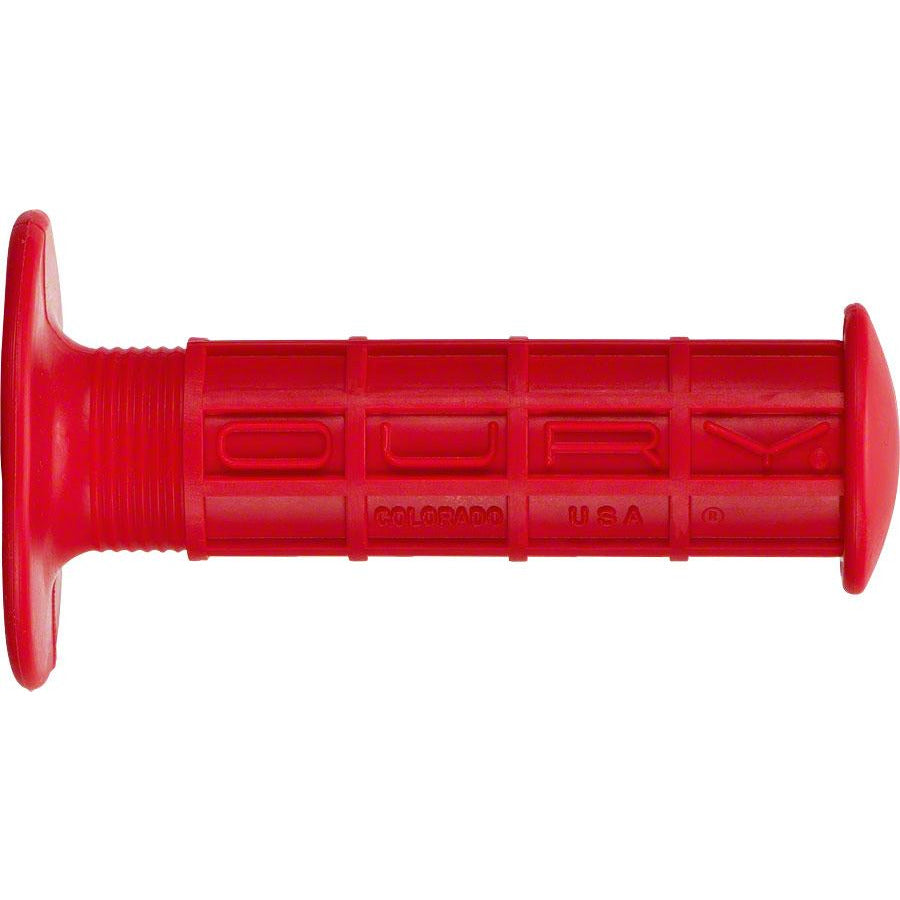 Oury BMX Waffle Bike Handlebar Grips - Red, Flange