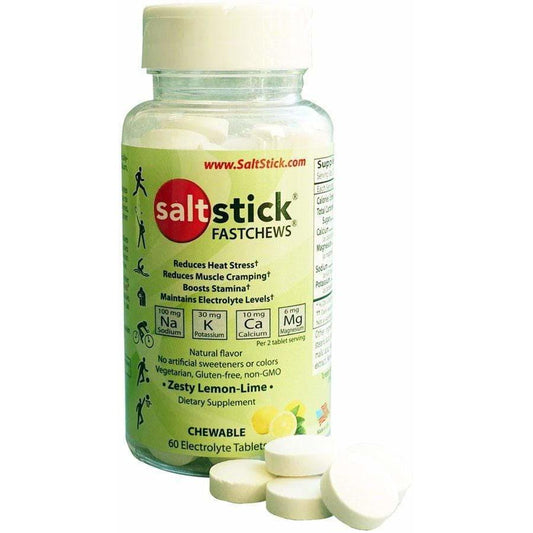 SaltStick Fastchews Chewable Electrolyte Tablets: Bottle of 60, Lemon Lime