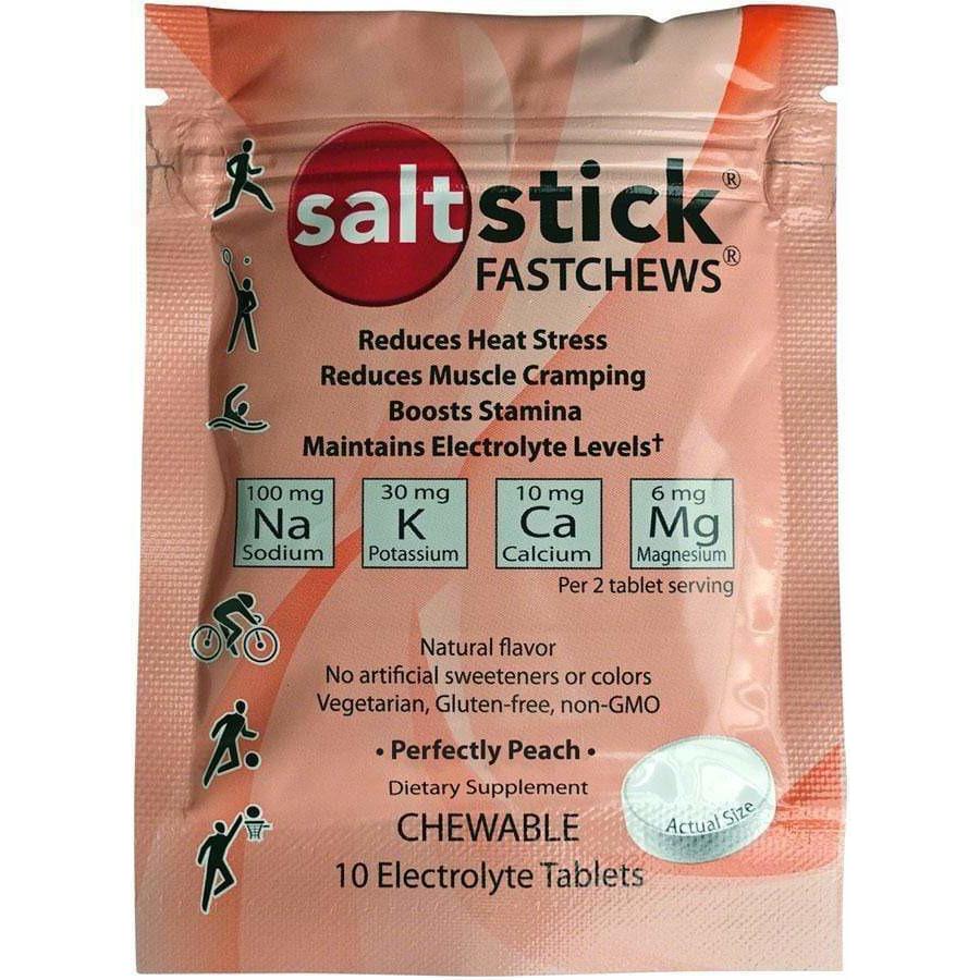 SaltStick Saltstick Fastchews Chewable Electrolyte Tablets POP: Box of 12 Packets, Perfectly Peach