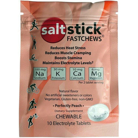 SaltStick Saltstick Fastchews Chewable Electrolyte Tablets POP: Box of 12 Packets, Perfectly Peach