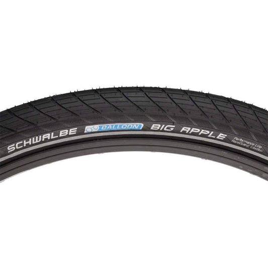 Schwalbe Big Apple Bike Tire: 26 x 2.00", Wire Bead, Performance Line, Endurance Compound, RaceGuard, Black/Reflect
