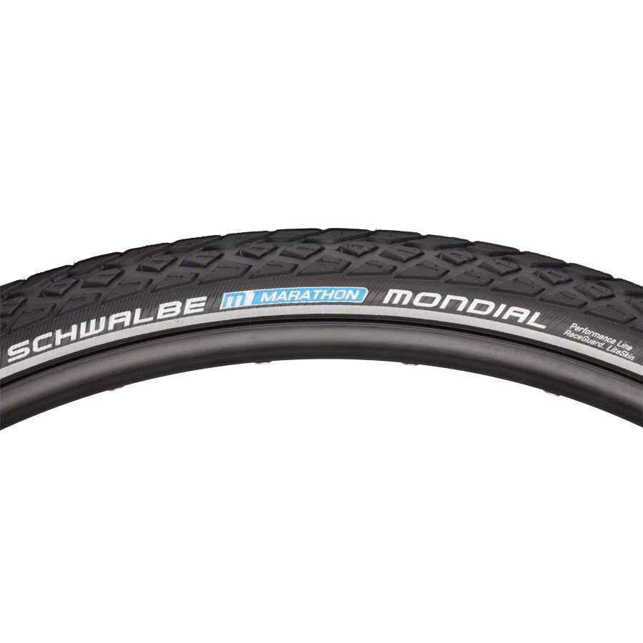 Schwalbe Marathon Mondial Bike Tire: 700 x 35c, Wire Bead, Performance Line, Endurance Compound, RaceGuard, Black/Reflect