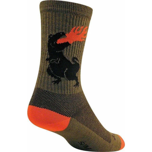 SockGuy Dinosaur Wool Cycling Socks - 6 inch