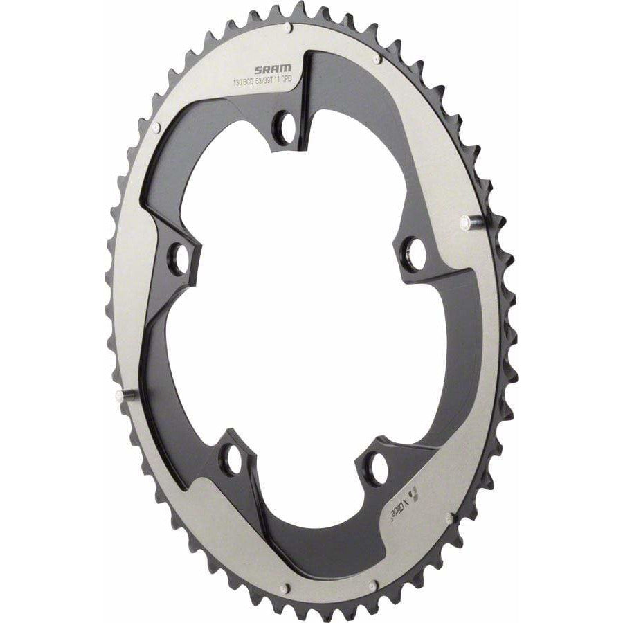 SRAM Red 22 53T 130mm BCD YAW Chainring Gray for Hidden or Non-Hidden Bolt Use with 39T - Chainrings - Bicycle Warehouse