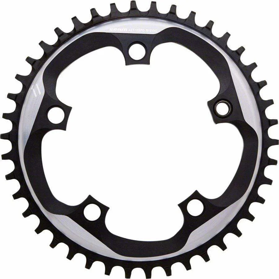 SRAM X-Sync Chainring 40 Teeth 110mm BCD Polished Grey/Matte Black, Includes Bolt and Nut for Hidden Position Hole