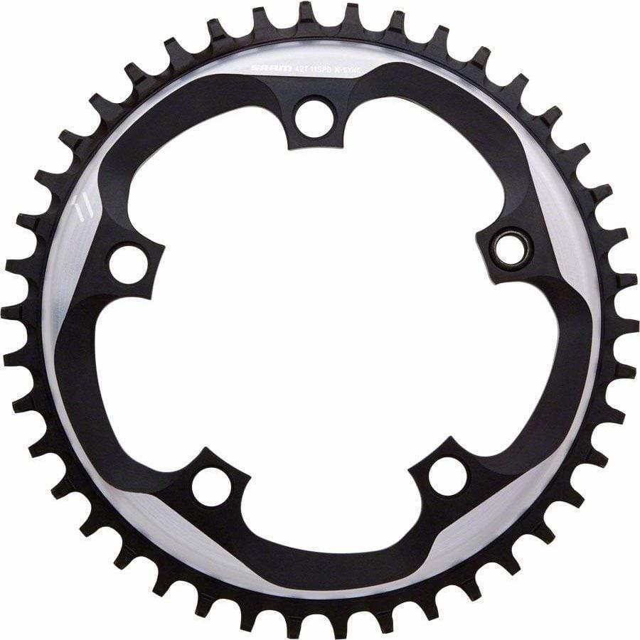 SRAM X-Sync Chainring 44 Teeth 110mm BCD Polished Grey/Matte Black, Includes Bolt and Nut for Hidden Position Hole