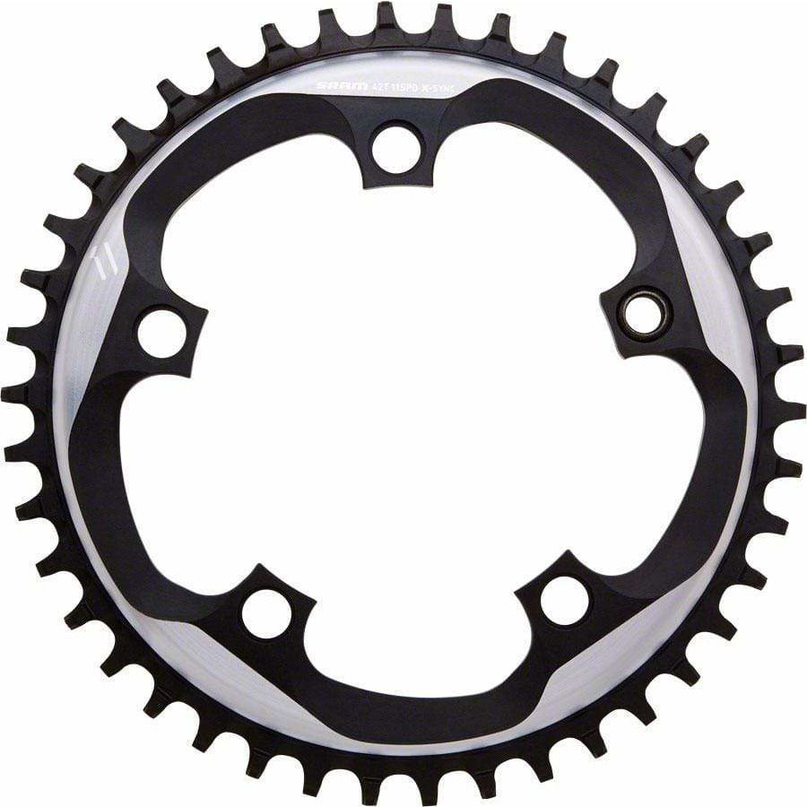 SRAM X-Sync Chainring 46 Teeth 110mm BCD Polished Grey/Matte Black, Includes Bolt and Nut for Hidden Position Hole