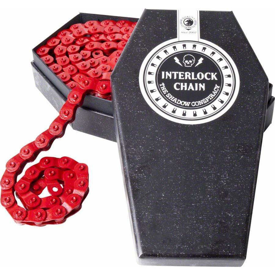 The Shadow Conspiracy Interlock V2 Chain - Single Speed 1/2" x 1/8", 98 Links, Half Link Chain, Red - Chains - Bicycle Warehouse