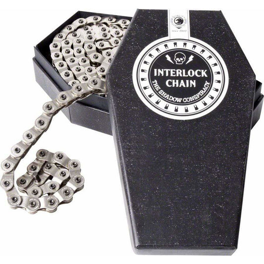 The Shadow Conspiracy Interlock V2 Chain - Single Speed 1/2" x 1/8", 98 Links, Half Link Chain, Silver - Chains - Bicycle Warehouse