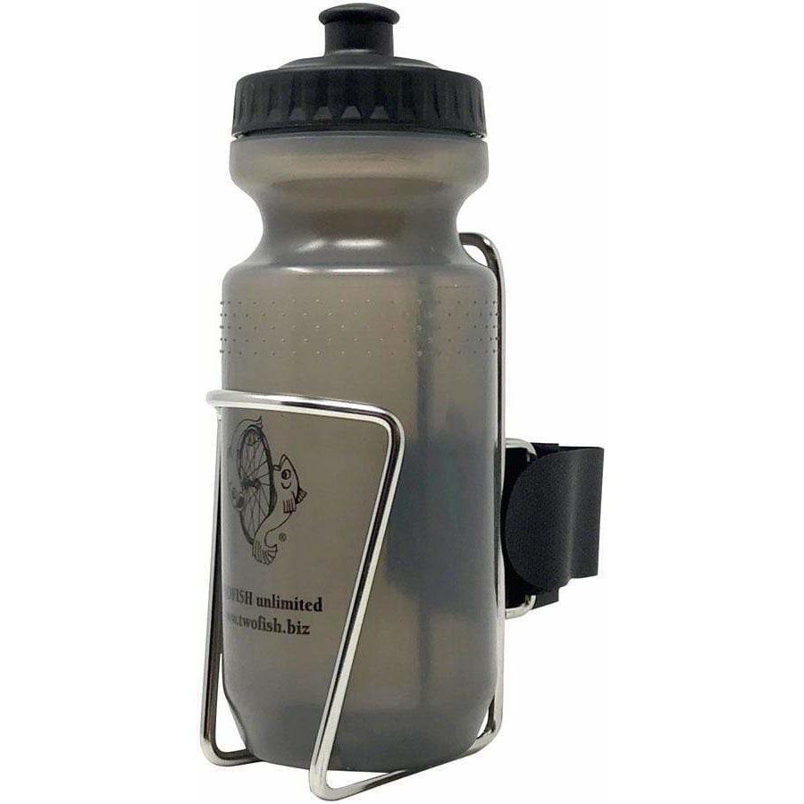 TwoFish QuickCage Bike Water Bottle Cage: Stainless, 21oz Bottle Included