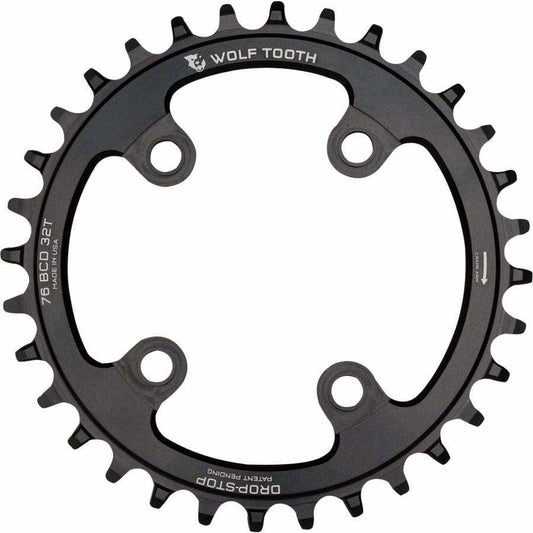 Wolf Tooth 76 BCD Chainring, 4-Bolt, Drop-Stop, Compatible with SRAM 76 BCD and Specialized Stout