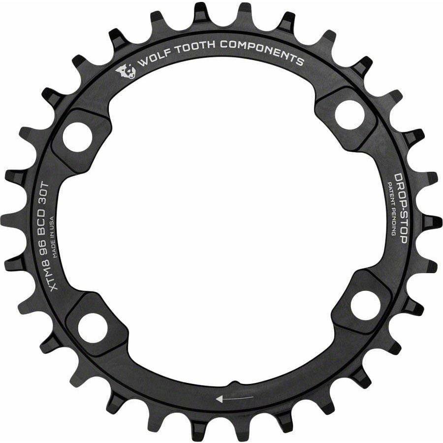 Wolf Tooth 96 Asymmetric BCD Chainring, 4-Bolt, Drop-Stop, For Shimano XT M8000 and SLX M7000 Cranks