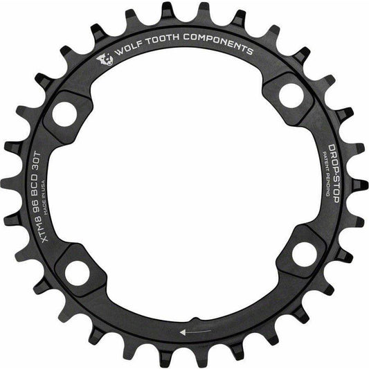 Wolf Tooth 96 BCD Chainring - 38t, 96 Asymmetric BCD, 4-Bolt, Drop-Stop, For Shimano XT M8000 and SLX M7000 Cranks