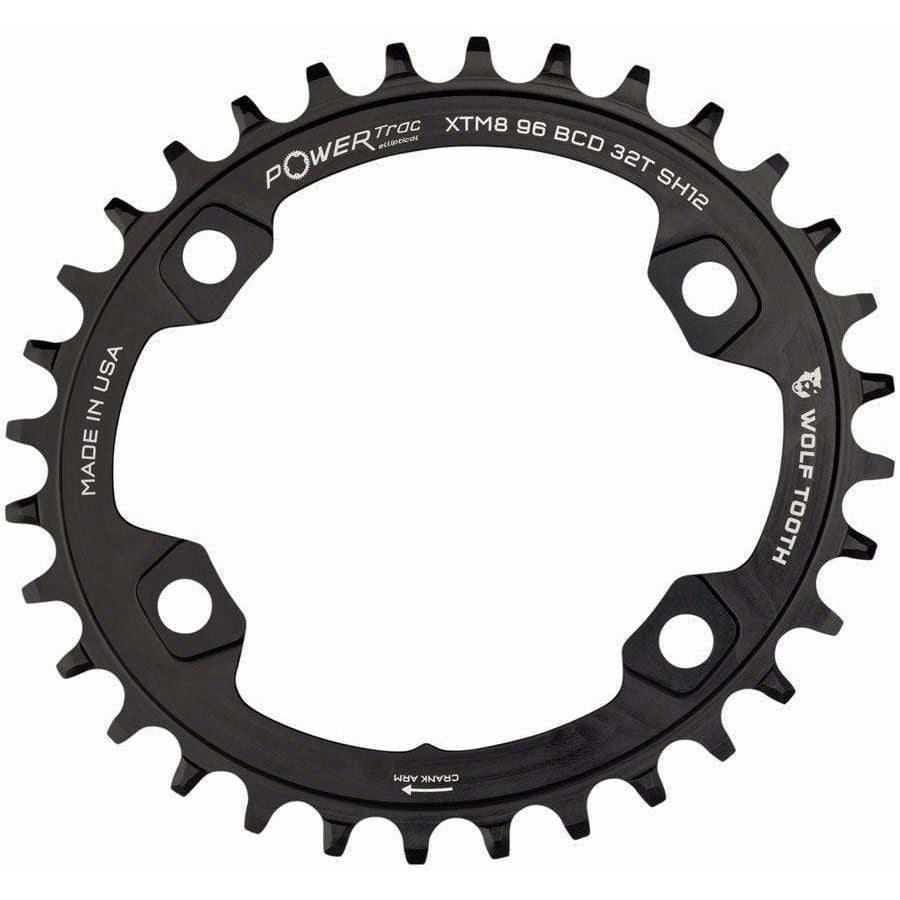Wolf Tooth Elliptical 96 BCD Chainring, 96 Asymmetric BCD, 4-Bolt, For Shimano Cranks, Use 12-Spd Hyperglide+ Chain