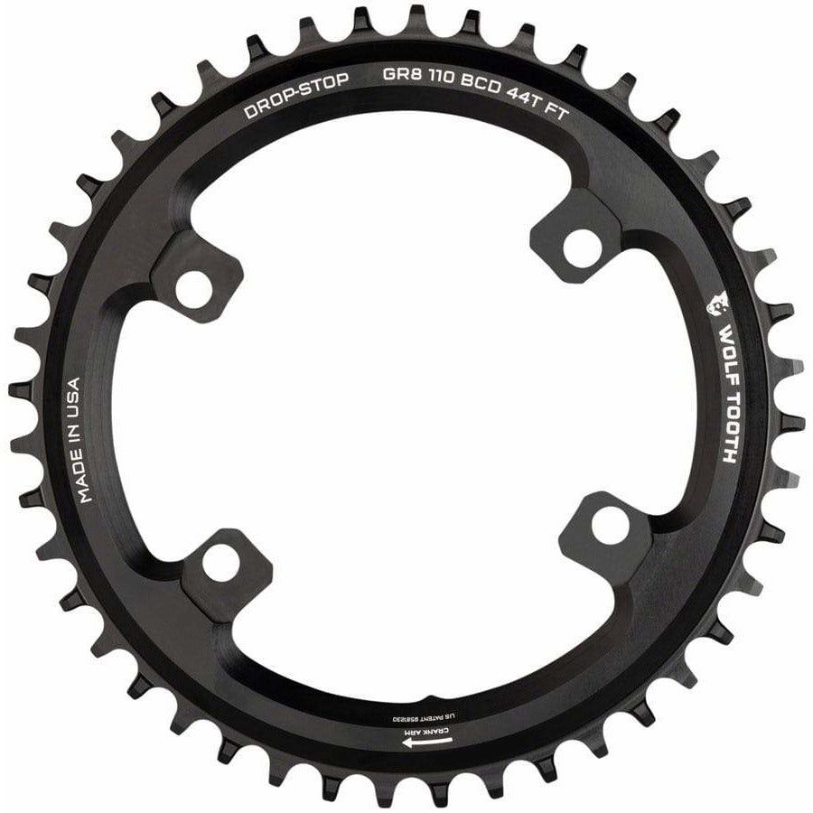 Wolf Tooth Shimano 110 Asymmetric BCD Chainring, 4-Bolt, Drop-Stop Flattop, For Shimano GRX Cranks