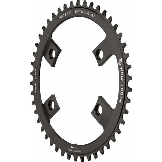 Wolf Tooth Shimano 110 Asymmetric BCD Chainring , 4-Bolt, Drop-Stop, For Shimano Cranks