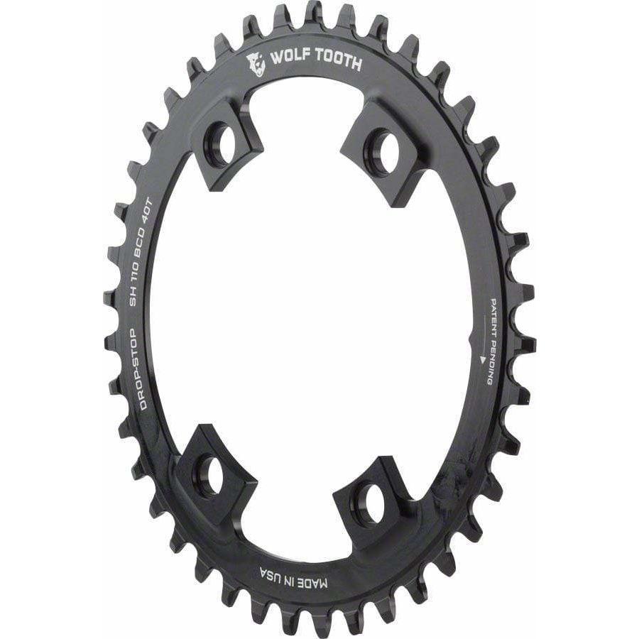 Wolf Tooth Shimano 110 Asymmetric BCD Chainring, 4-Bolt, Drop-Stop, For Shimano Cranks, Black