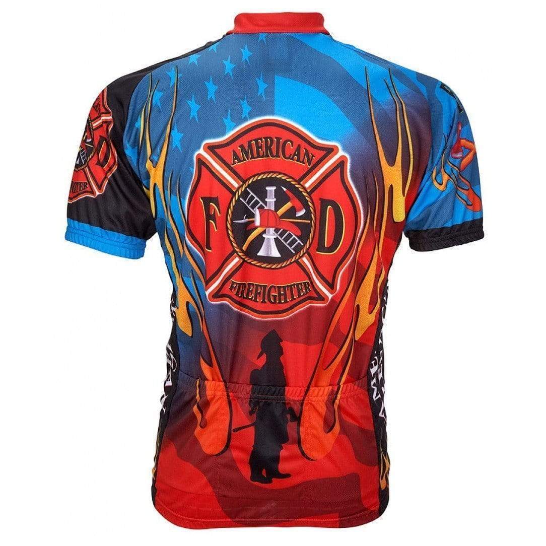 World Jerseys Men's American Firefighter Road Bike Jersey