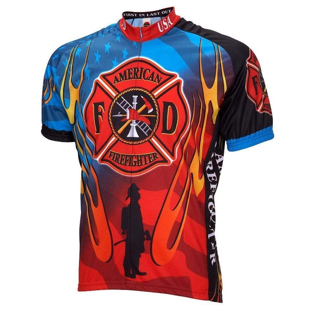 World Jerseys Men's American Firefighter Road Bike Jersey